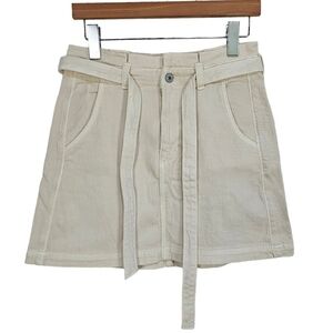 American Eagle Outfitters Boho Tan Cotton Paperbag Style Belted Skirt Unlined 4